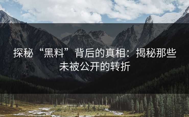 探秘“黑料”背后的真相:揭秘那些未被公开的转折 第1张 探秘“黑料”背后的真相:揭秘那些未被公开的转折 第1张