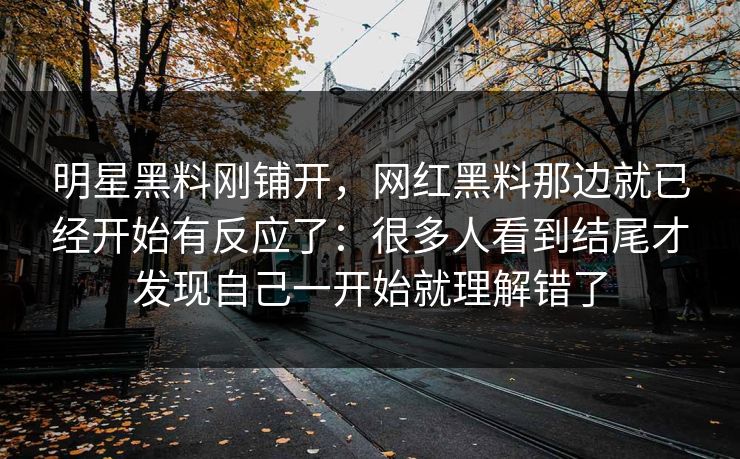 明星黑料刚铺开，网红黑料那边就已经开始有反应了：很多人看到结尾才发现自己一开始就理解错了