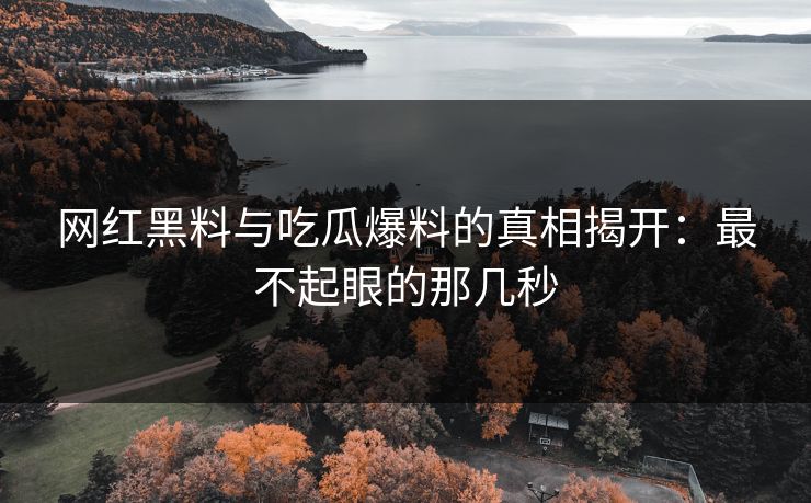 网红黑料与吃瓜爆料的真相揭开：最不起眼的那几秒