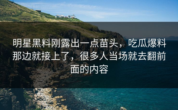 明星黑料刚露出一点苗头，吃瓜爆料那边就接上了，很多人当场就去翻前面的内容