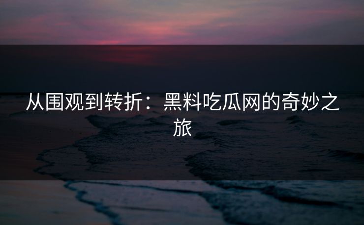 从围观到转折：黑料吃瓜网的奇妙之旅