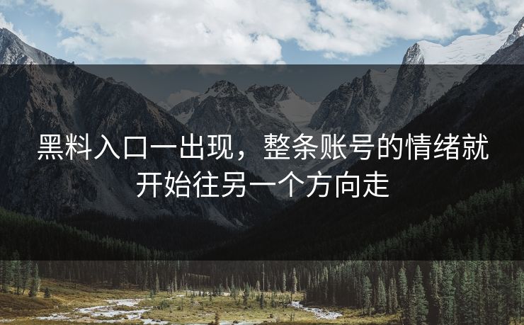 黑料入口一出现，整条账号的情绪就开始往另一个方向走